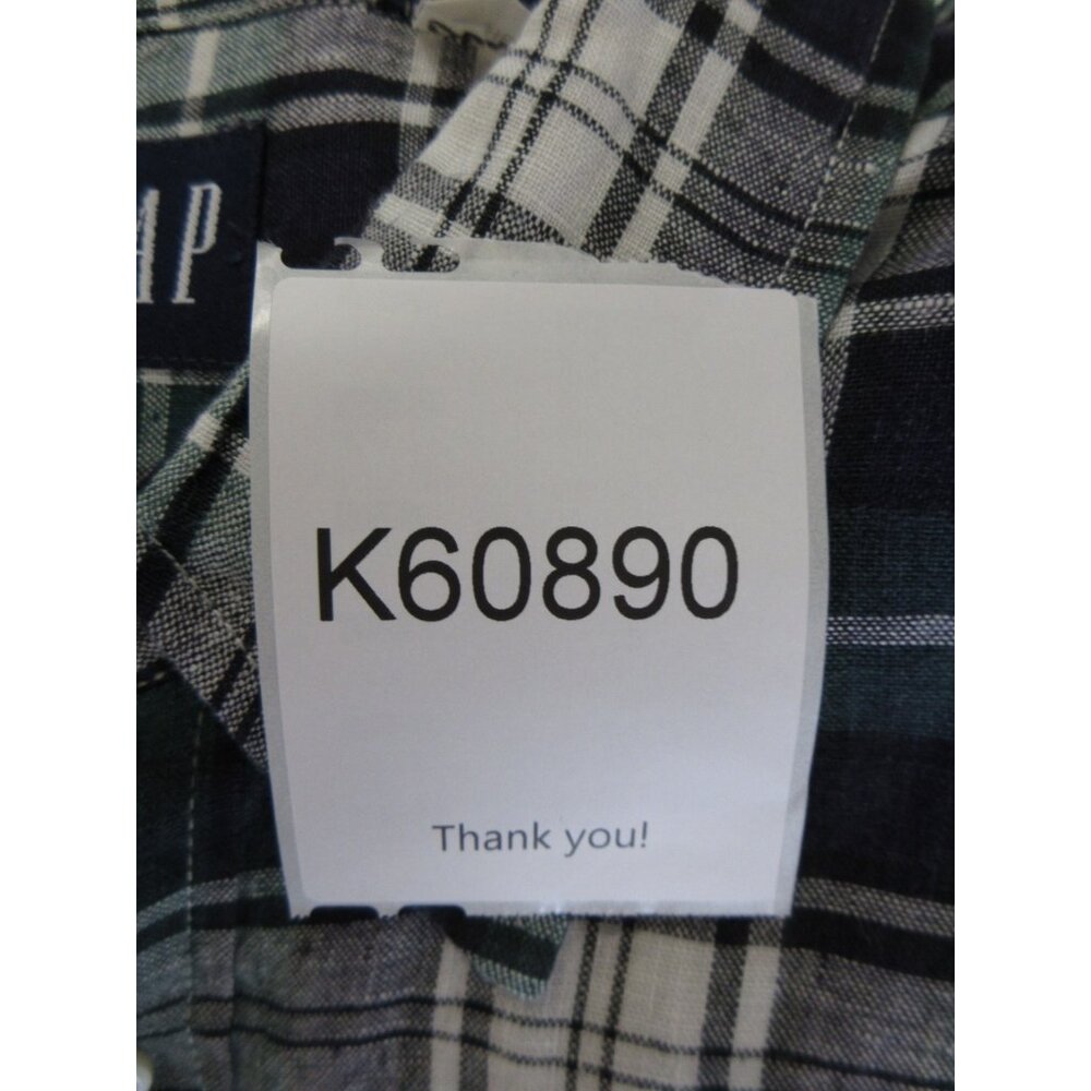 VINTAGE Gap Shirt XL Green Linen Button Up Tartan Plaid 90s Y2K Field - Picture 10 of 10
